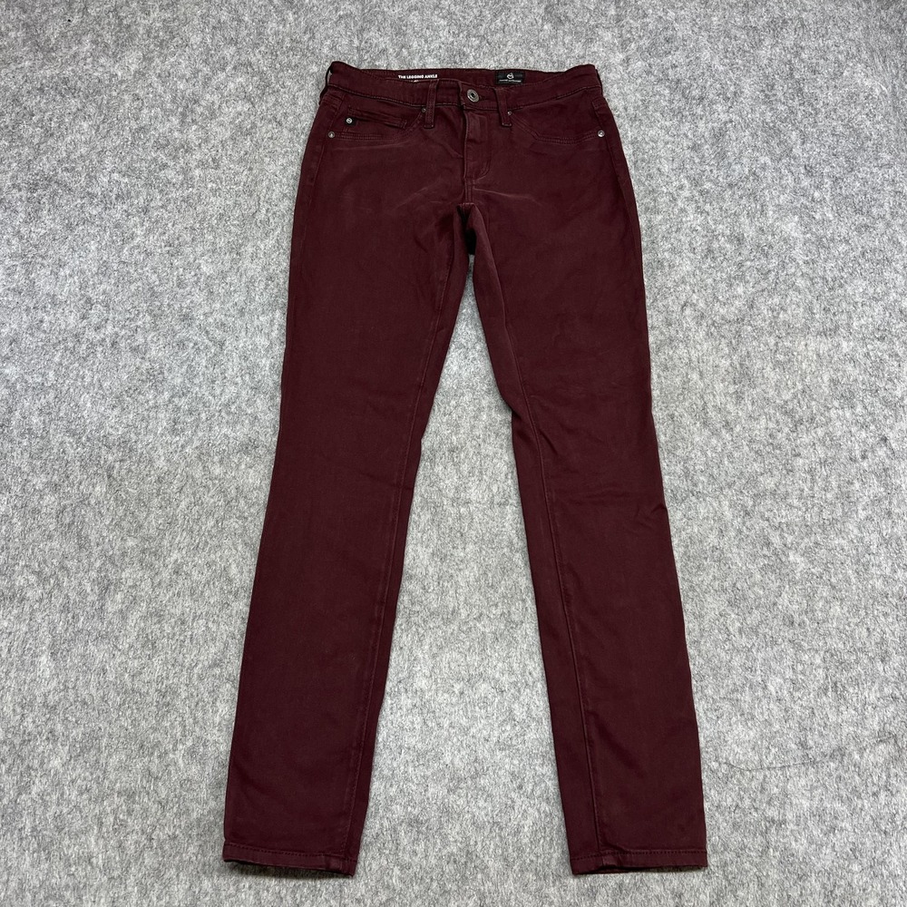 AG Adriano Goldschmied Jeans Womens 24R Red Burgundy Super Skinny‎ Legging Ankle